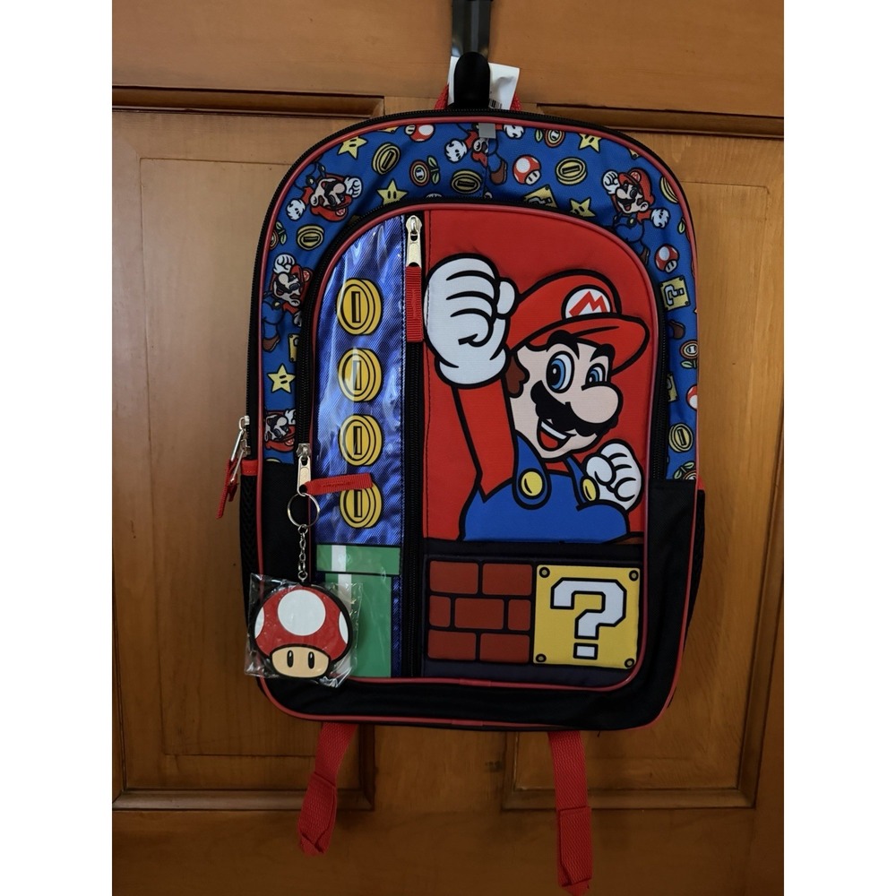 Bioworld Super Mario Bros. 16" Backpack Red & Blue Kids NWT